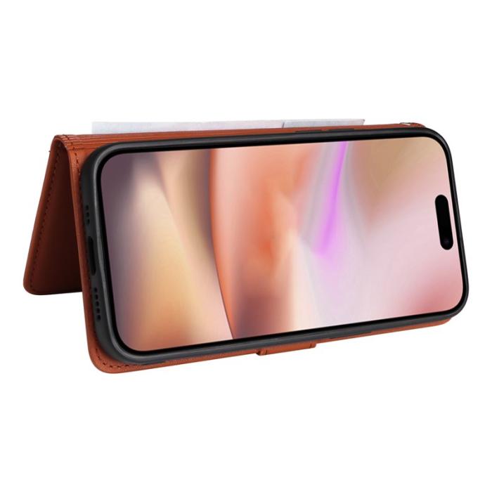 BETOPNICE - BETOPNICE iPhone 16 Plus Fodral - Avtagbart PU Läder - Brun