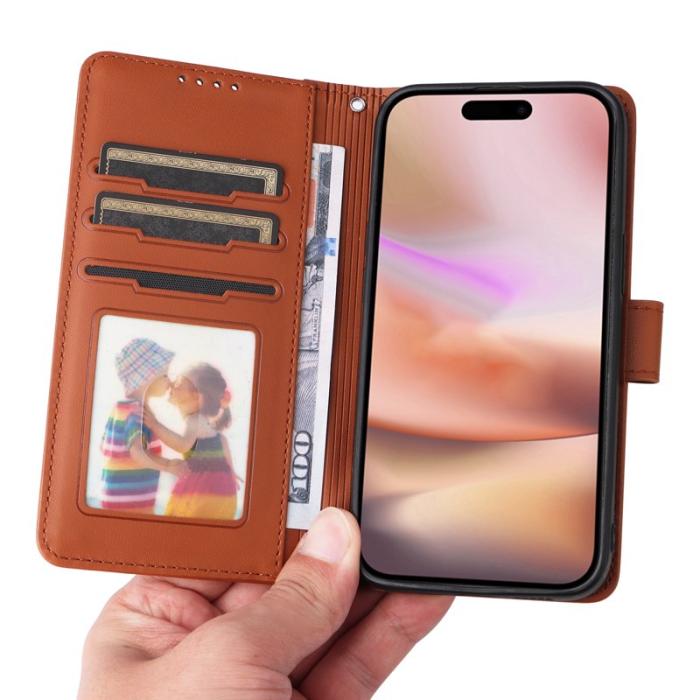 BETOPNICE - BETOPNICE iPhone 16 Plus Fodral - Avtagbart PU Läder - Brun