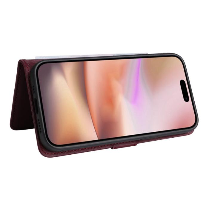 BETOPNICE - BETOPNICE iPhone 16 Plus Fodral - Avtagbart PU Läder - Vinröd