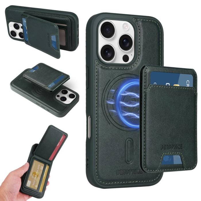 BETOPNICE - BETOPNICE iPhone 16 Pro Fodral Äkta läder - Grön