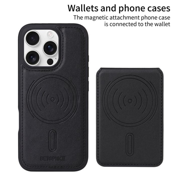 BETOPNICE - BETOPNICE iPhone 16 Pro Fodral Äkta läder - Svart