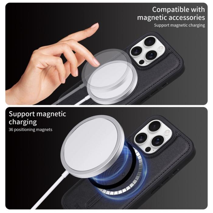 BETOPNICE - BETOPNICE iPhone 16 Pro Fodral Äkta läder - Svart