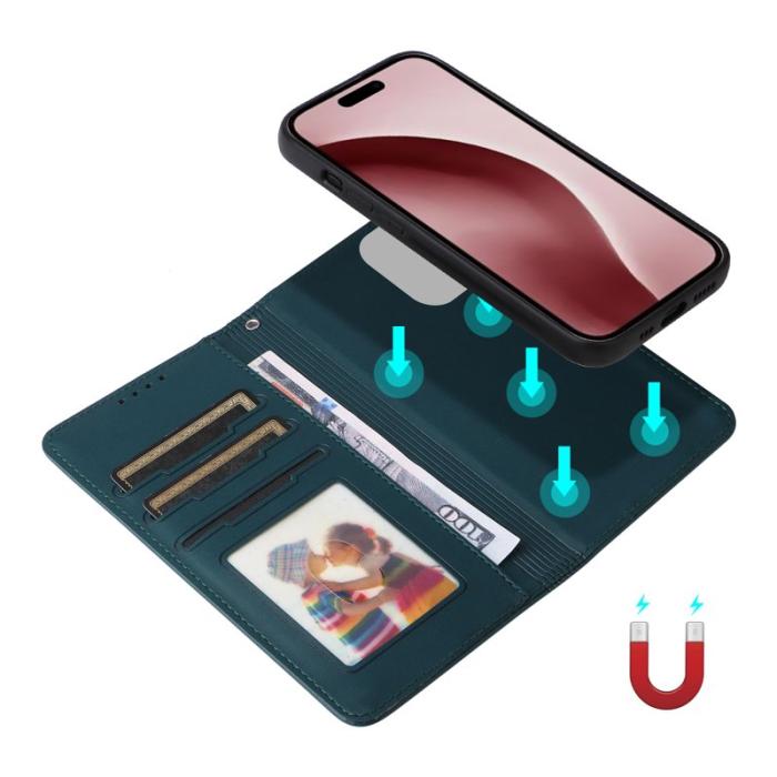 BETOPNICE - BETOPNICE iPhone 16 Pro Fodral - Avtagbart PU Läder - Blå