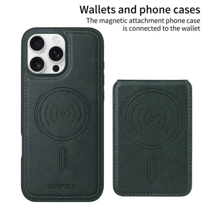 BETOPNICE - BETOPNICE iPhone 16 Pro Max Fodral Äkta läder - Grön