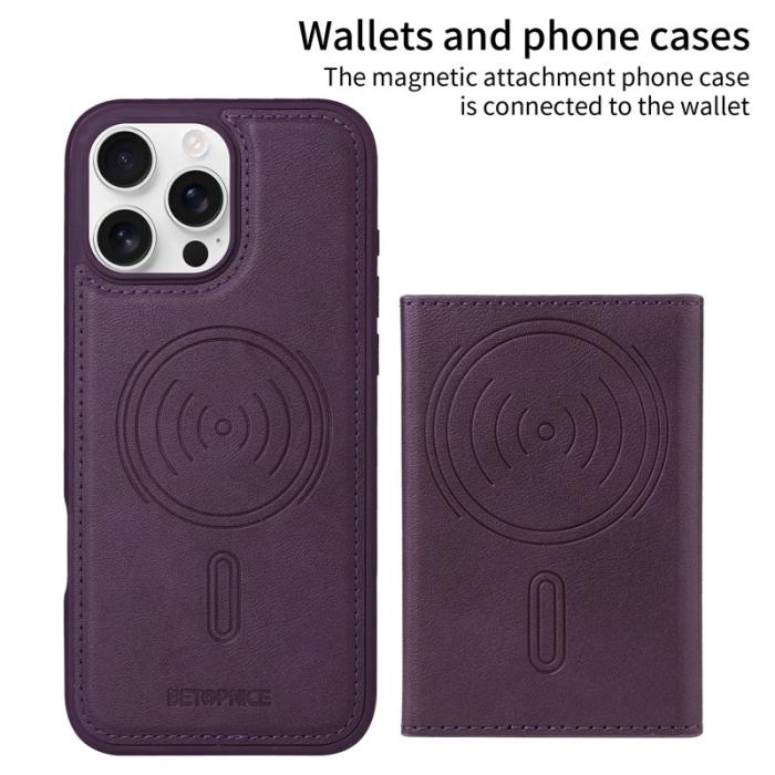 BETOPNICE - BETOPNICE iPhone 16 Pro Max Fodral Äkta läder - Lila