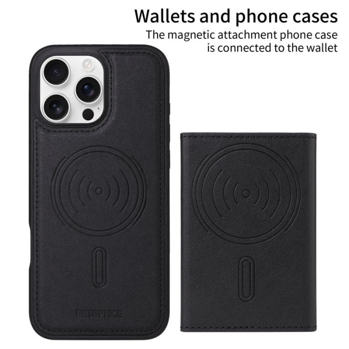 BETOPNICE - BETOPNICE iPhone 16 Pro Max Fodral Äkta läder - Svart