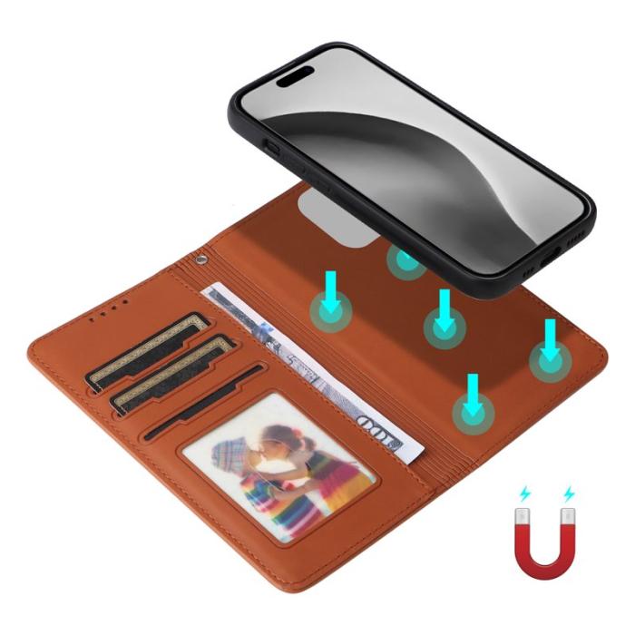 BETOPNICE - BETOPNICE iPhone 16 Pro Max Fodral - Detachable PU Leather - Brun