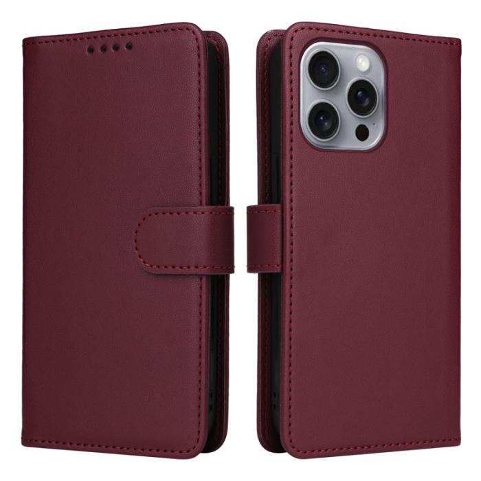 BETOPNICE - BETOPNICE iPhone 16 Pro Max Fodral - Detachable PU Leather - Vinröd
