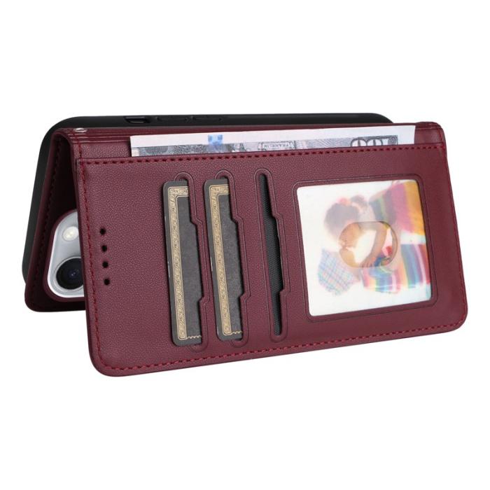 BETOPNICE - BETOPNICE iPhone 16 Pro Max Fodral - Detachable PU Leather - Vinröd