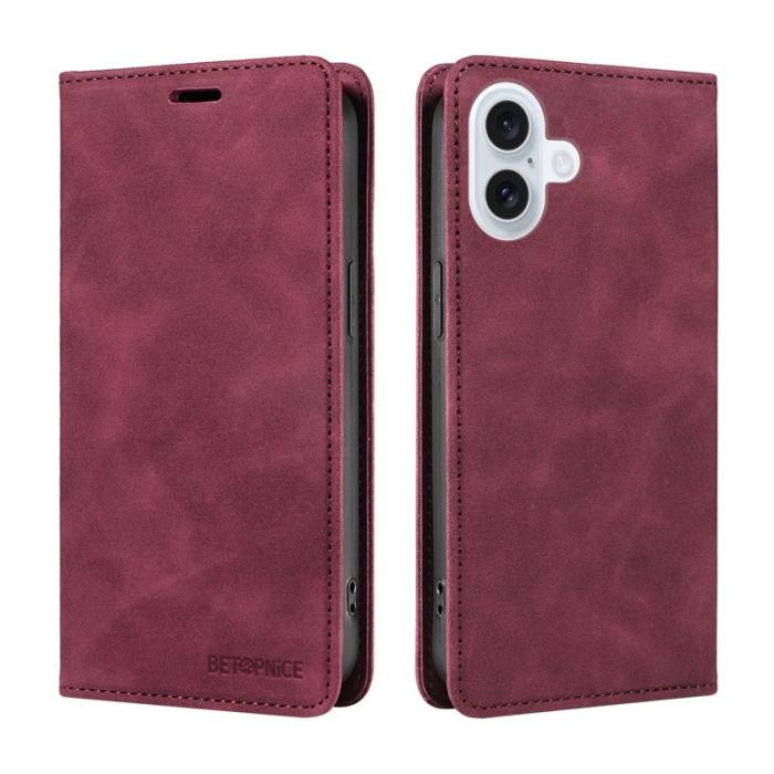 BETOPNICE - BETOPNICE iPhone 17 Fodral Äkta läder - Magnetisk - Röd