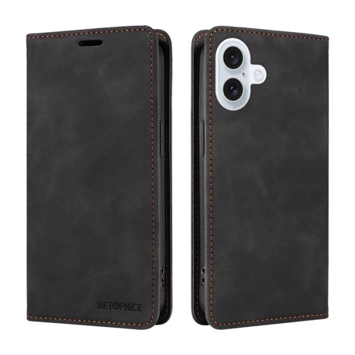 BETOPNICE - BETOPNICE iPhone 17 Fodral Magnetisk Stängning Äkta Läder - Svart