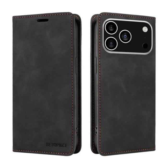 BETOPNICE - BETOPNICE iPhone 17 Pro Plånboksfodral Konstläder - Svart