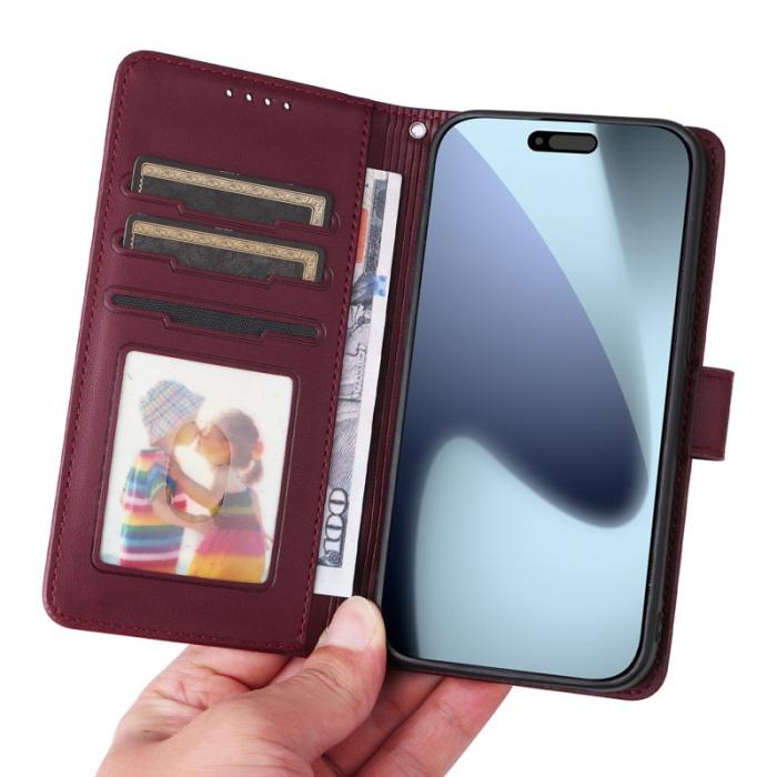 BETOPNICE - BETOPNICE iPhone 17 Pro Fodral - Avtagbart PU Läder - Röd