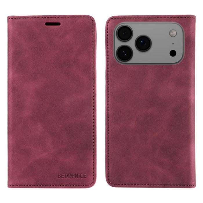 BETOPNICE - BETOPNICE iPhone 17 Pro Max Fodral Äkta läder - Röd