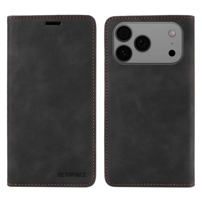 BETOPNICE - BETOPNICE iPhone 17 Pro Max Fodral Äkta läder - Svart