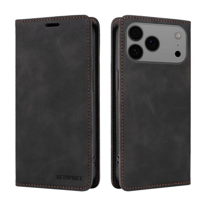 BETOPNICE - BETOPNICE iPhone 17 Pro Max Fodral Äkta läder - Svart