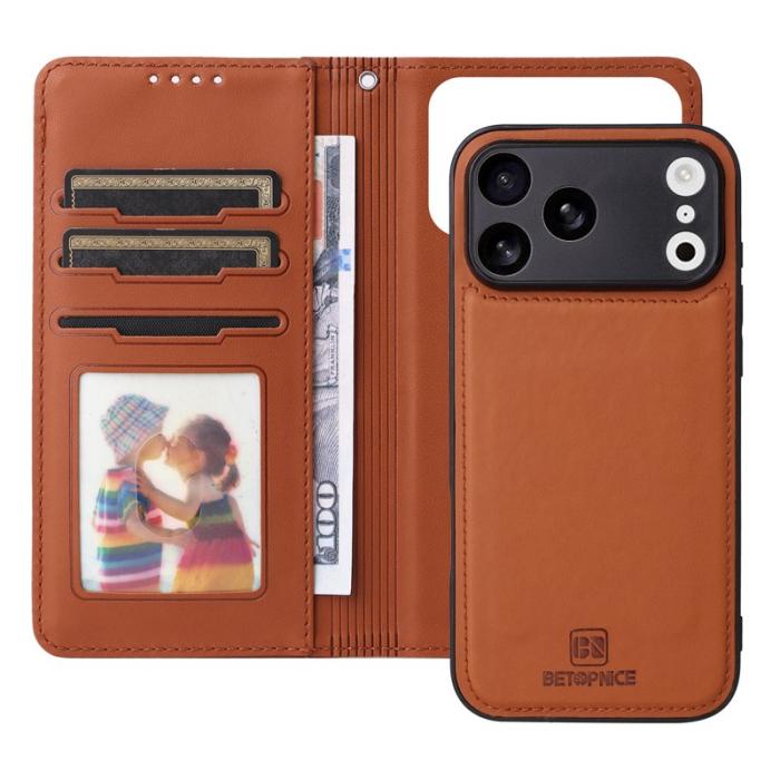 BETOPNICE - BETOPNICE iPhone 17 Pro Max Fodral - Detachable PU Leather - Brun