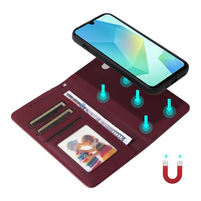 BETOPNICE - BETOPNICE Samsung Galaxy A16 4G/5G Fodral - Detachable PU Läder - Vinröd
