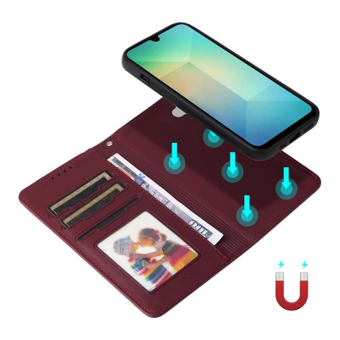 BETOPNICE - BETOPNICE Samsung Galaxy A26 5G Fodral - Äkta läder - Vinröd