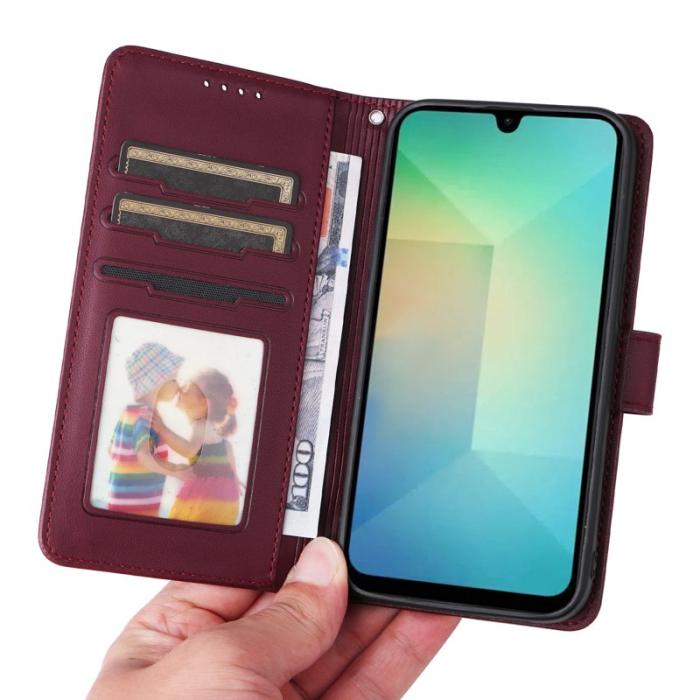 BETOPNICE - BETOPNICE Samsung Galaxy A26 5G Fodral - Äkta läder - Vinröd