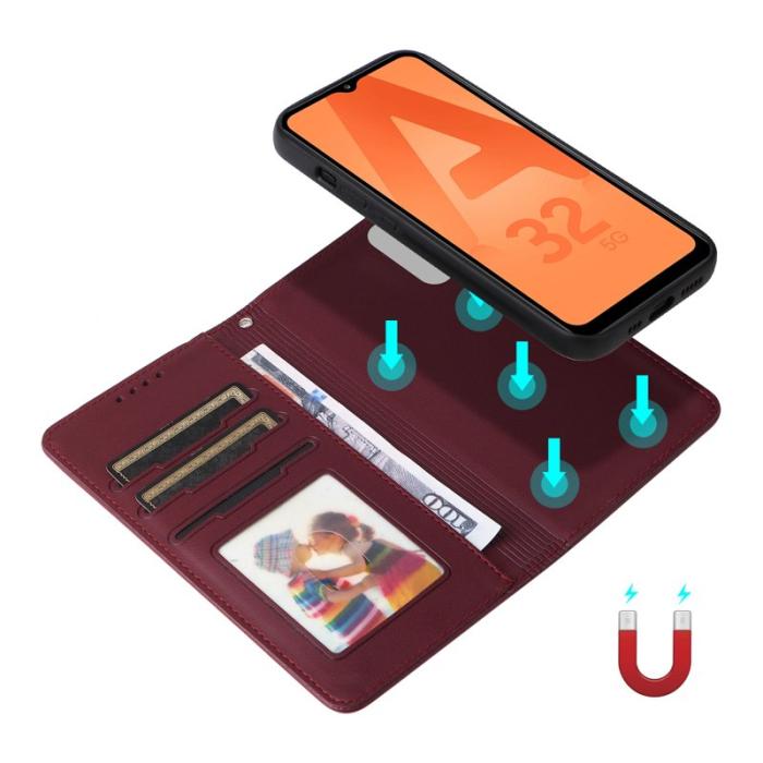 BETOPNICE - BETOPNICE Samsung Galaxy A32 5G/M32 5G Fodral - Vinröd PU Läder