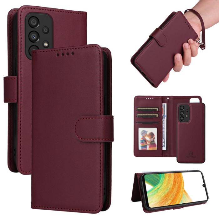 BETOPNICE - BETOPNICE Samsung Galaxy A33 5G Fodral - Äkta läder - Vinröd