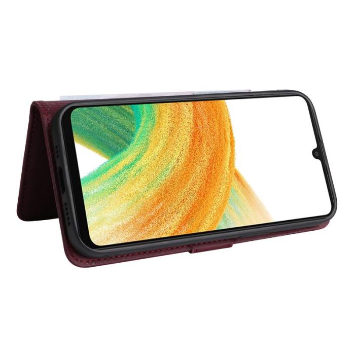 BETOPNICE - BETOPNICE Samsung Galaxy A33 5G Fodral - Äkta läder - Vinröd