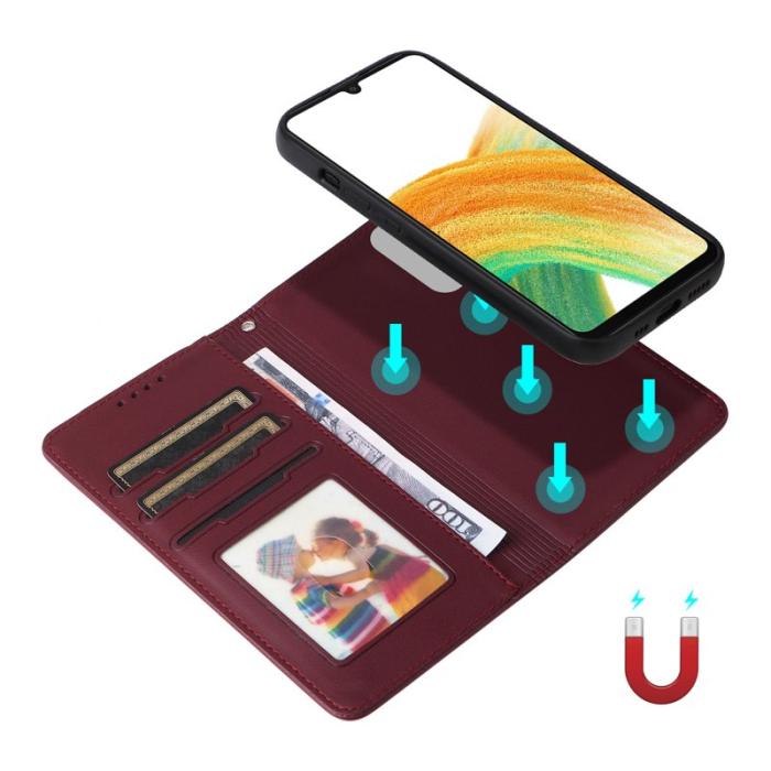 BETOPNICE - BETOPNICE Samsung Galaxy A33 5G Fodral - Äkta läder - Vinröd