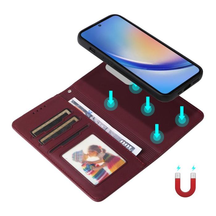 BETOPNICE - BETOPNICE Samsung Galaxy A35 5G Fodral - Äkta läder - Vinröd