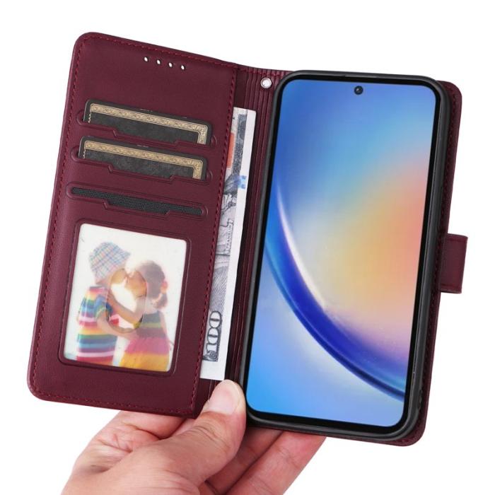 BETOPNICE - BETOPNICE Samsung Galaxy A35 5G Fodral - Äkta läder - Vinröd