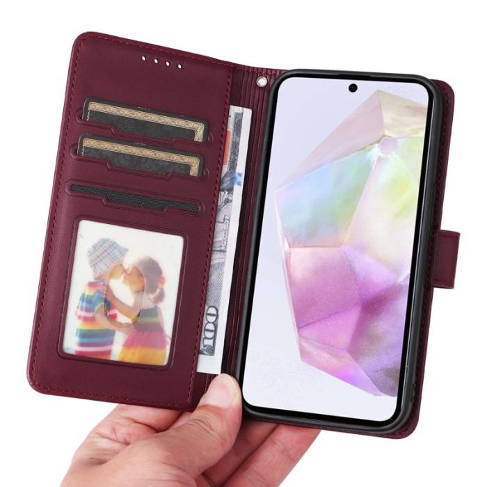 BETOPNICE - BETOPNICE Samsung Galaxy A36 5G Fodral - Äkta läder - Vinröd