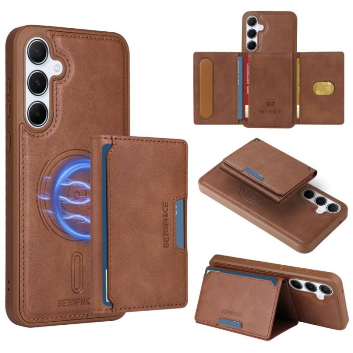 BETOPNICE - BETOPNICE Samsung Galaxy A55 5G Fodral Äkta läder - Brun
