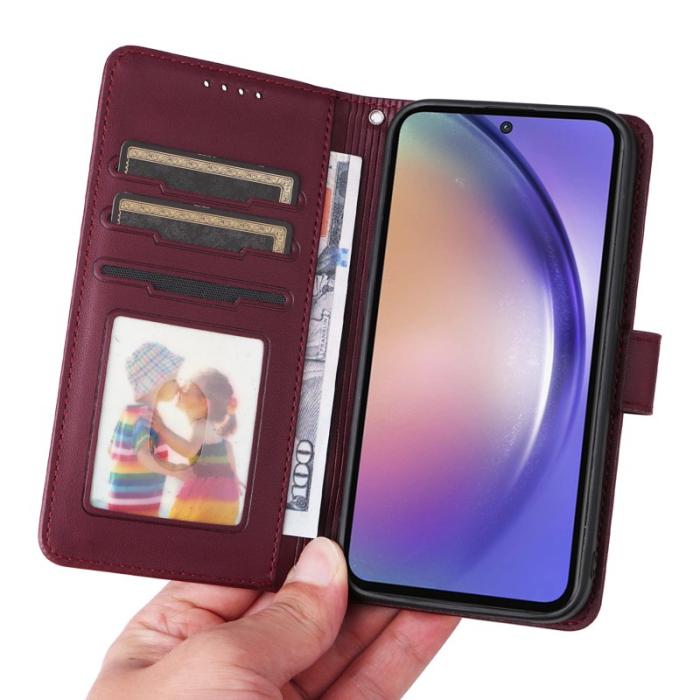 BETOPNICE - BETOPNICE Samsung Galaxy A55 5G Fodral - Äkta läder - Vinröd