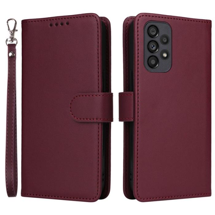 BETOPNICE - BETOPNICE Samsung Galaxy A73 5G Fodral - Detachable PU Läder - Vinröd