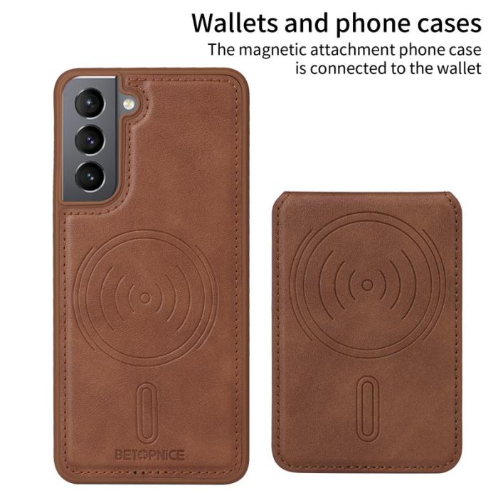 BETOPNICE - BETOPNICE Samsung Galaxy S21 4G Fodral Äkta läder - Brun