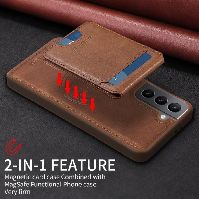 BETOPNICE - BETOPNICE Samsung Galaxy S21 4G Fodral Äkta läder - Brun