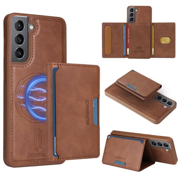 BETOPNICE - BETOPNICE Samsung Galaxy S21 5G Fodral Äkta läder - Brun