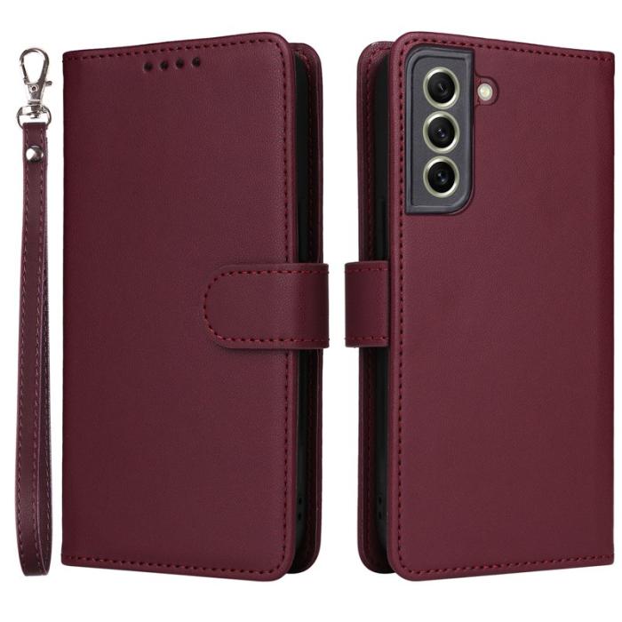 BETOPNICE - BETOPNICE Samsung Galaxy S21 FE 5G Fodral - Äkta läder - Vinröd