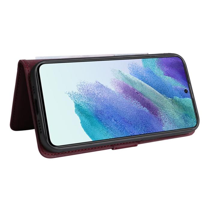 BETOPNICE - BETOPNICE Samsung Galaxy S21 FE 5G Fodral - Äkta läder - Vinröd