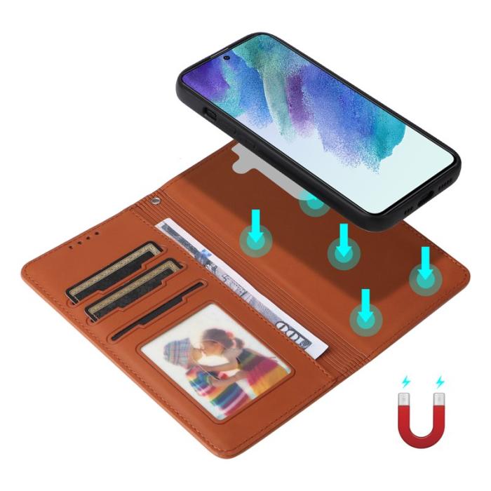 BETOPNICE - BETOPNICE Samsung Galaxy S21 FE 5G Fodral - Detachable PU Läder - Brun