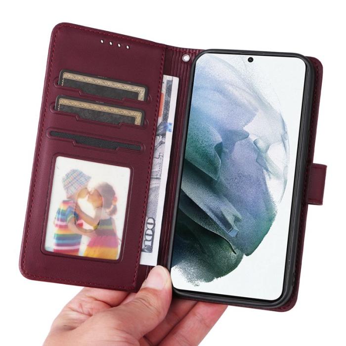 BETOPNICE - BETOPNICE Samsung Galaxy S21+ Fodral - Äkta läder - Vinröd