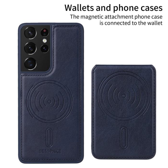 BETOPNICE - BETOPNICE Samsung Galaxy S21 Ultra 5G Fodral Äkta läder - Blå
