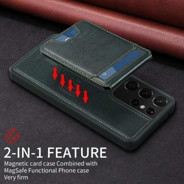 BETOPNICE - BETOPNICE Samsung Galaxy S21 Ultra 5G Fodral Äkta läder - Grön