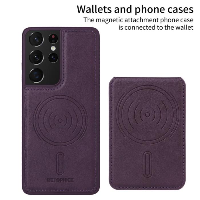 BETOPNICE - BETOPNICE Samsung Galaxy S21 Ultra 5G Fodral Äkta läder - Lila