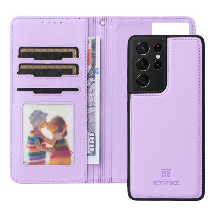 BETOPNICE - BETOPNICE Samsung Galaxy S21 Ultra 5G Fodral - PU Läder - Lila