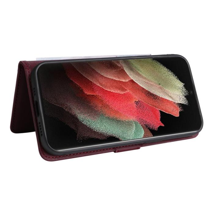 BETOPNICE - BETOPNICE Samsung Galaxy S21 Ultra 5G Fodral - PU Läder - Vinröd