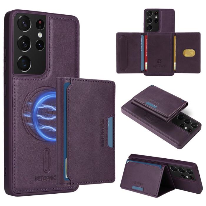 BETOPNICE - BETOPNICE Samsung Galaxy S21 Ultra Fodral Äkta läder - Lila