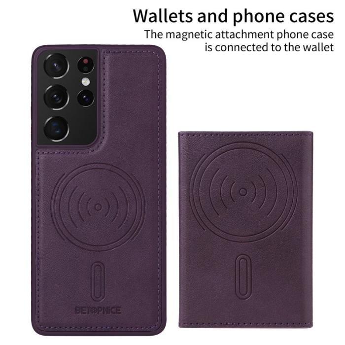 BETOPNICE - BETOPNICE Samsung Galaxy S21 Ultra Fodral Äkta läder - Lila