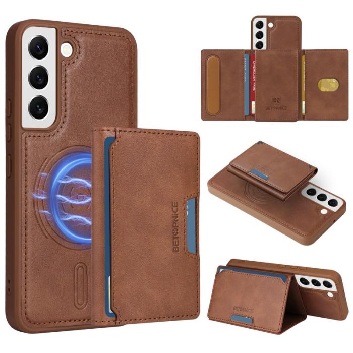 BETOPNICE - BETOPNICE Samsung Galaxy S22 5G Fodral Äkta läder - Brun
