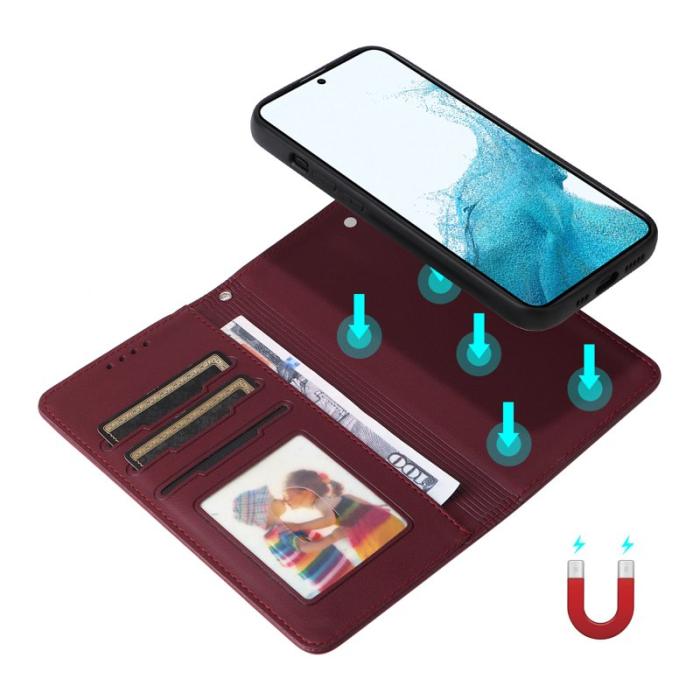 BETOPNICE - BETOPNICE Samsung Galaxy S22 5G Fodral - Äkta läder - Vinröd